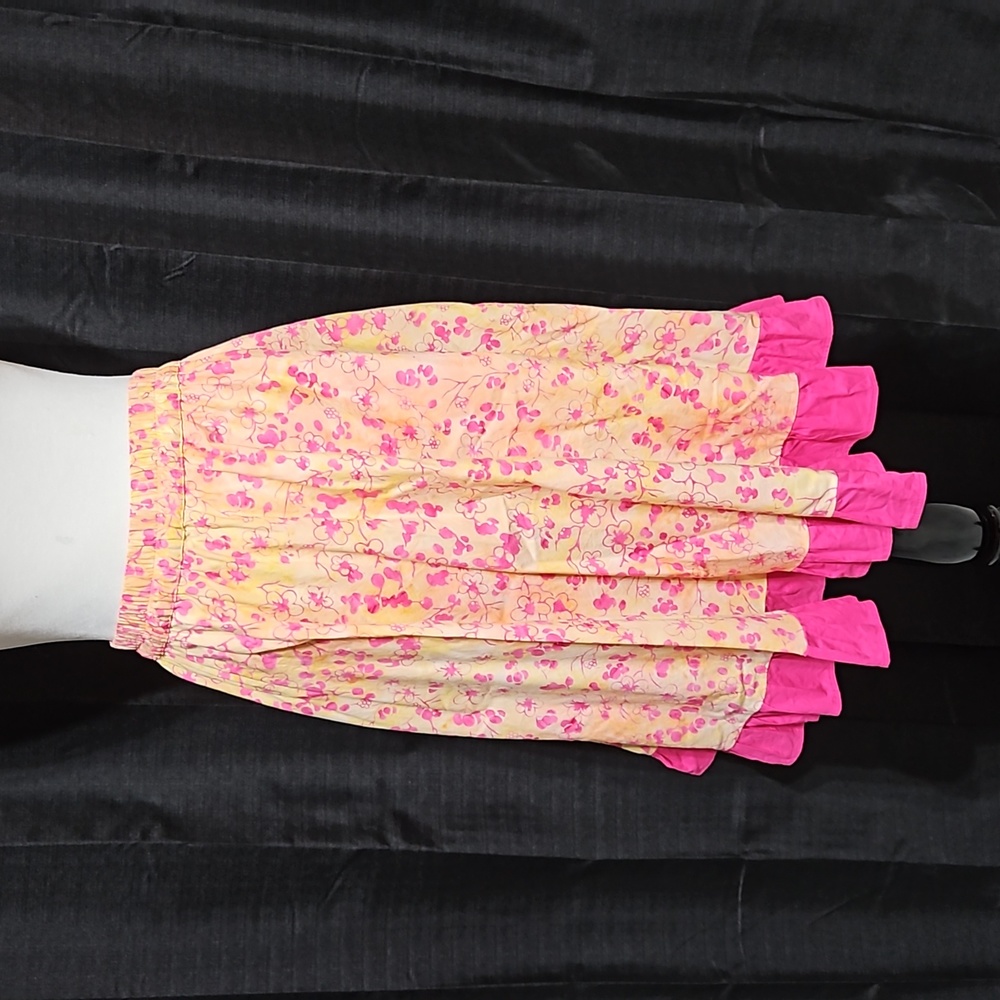 Handmade floral elastic waist skirt